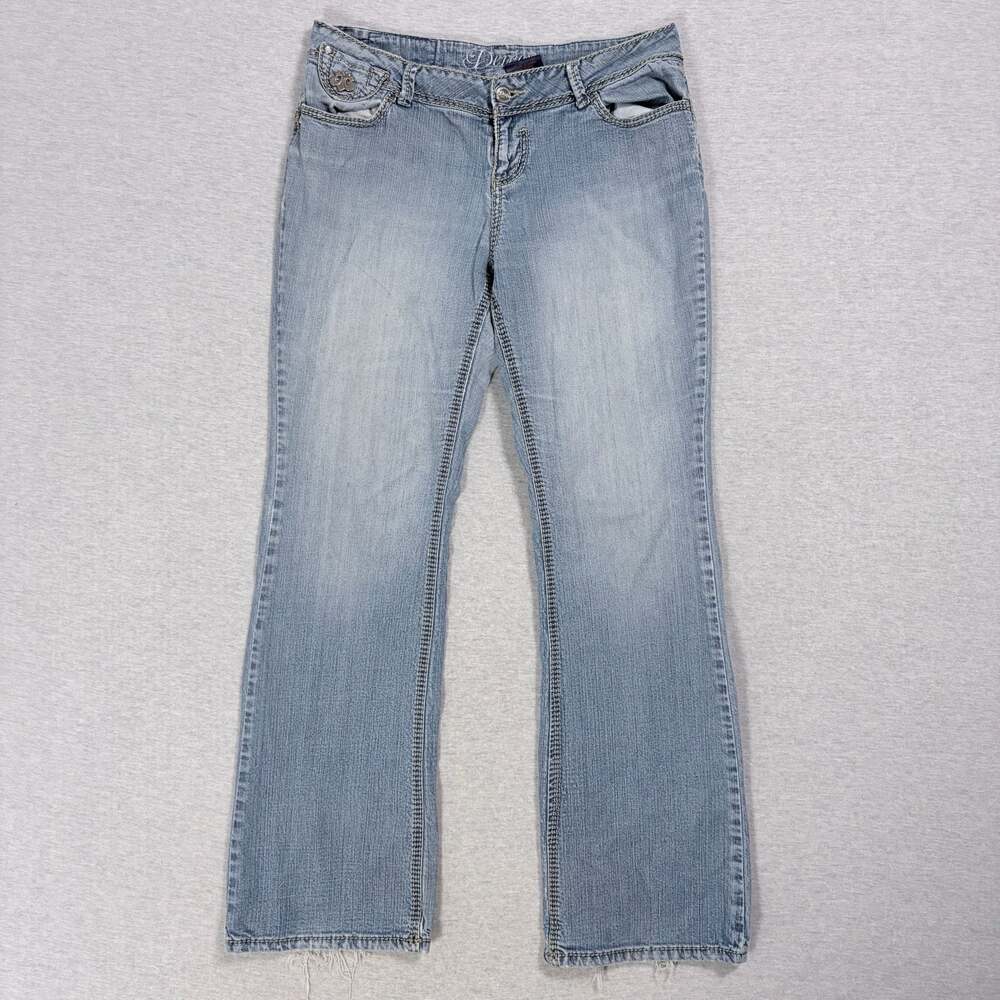 Dereon Women's 14W Light Wash Blue Bootcut Jeans Low Rise Stretch Denim